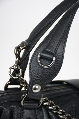 Leather Bowler Bag with Removable and Adjustable Shoulder Strap