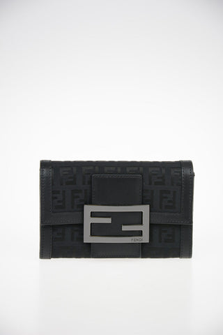 Fabric Logo Wallet with Leather Details