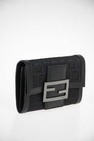 Fabric Logo Wallet with Leather Details