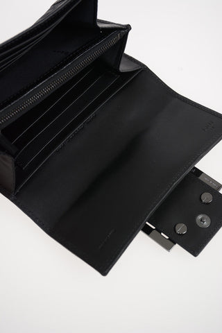 Fabric Logo Wallet with Leather Details