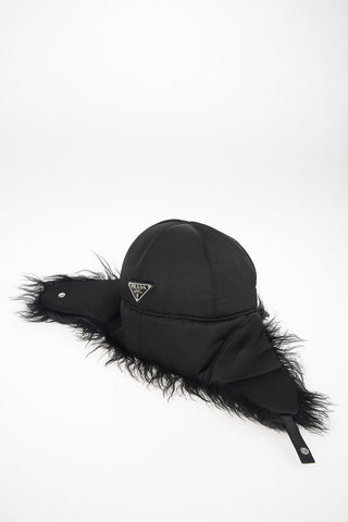 faux fur Trapper With Leather Details