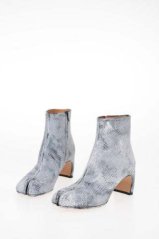 MM22 7cm Snakeskin-Effect TABI Heeled Boot With Zip Closure