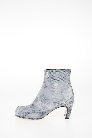 MM22 7cm Snakeskin-Effect TABI Heeled Boot With Zip Closure