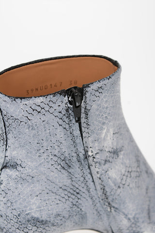 MM22 7cm Snakeskin-Effect TABI Heeled Boot With Zip Closure