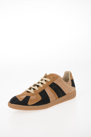 MM22 REPLICA Buffed Calfskin and Suede Low-Top Sneakers
