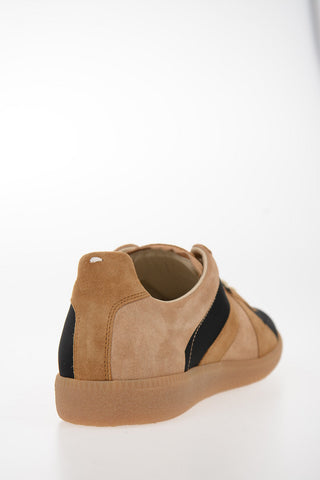MM22 REPLICA Buffed Calfskin and Suede Low-Top Sneakers