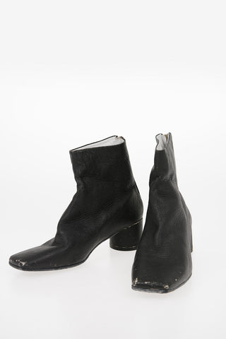 MM6 Vintage Effect Leather Ankle Boots
