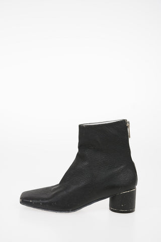 MM6 Vintage Effect Leather Ankle Boots