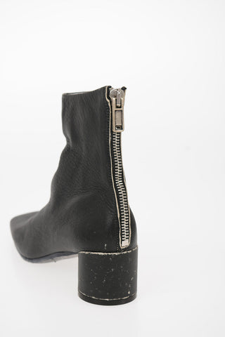 MM6 Vintage Effect Leather Ankle Boots