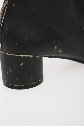 MM6 Vintage Effect Leather Ankle Boots