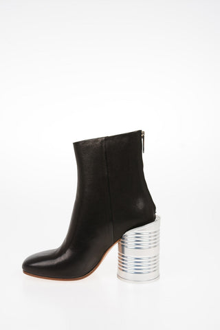 MM6 11cm Tin Can Heel Buffeted Leather Ankle Boot