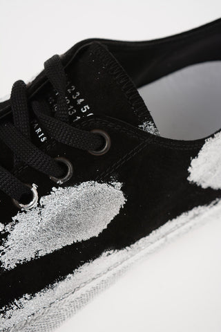 MM22 Suede Leather TABI Sneakers with SilverLaminated Embellished