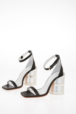 MM6 10cm Metal Cylinder Heel Ankle-Strap Sandal