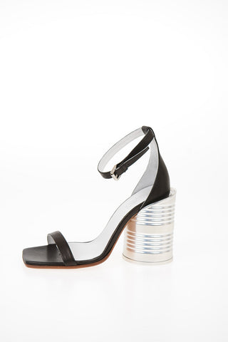 MM6 10cm Metal Cylinder Heel Ankle-Strap Sandal