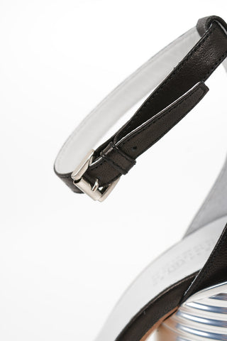 MM6 10cm Metal Cylinder Heel Ankle-Strap Sandal