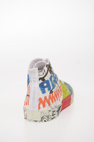 MM22 Multicolor Logo and Graffiti Canvas High-Top Sneakers
