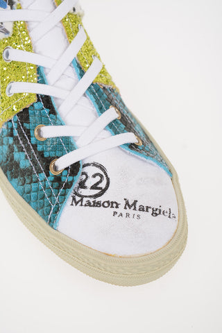 MM22 Multicolor Logo and Graffiti Canvas High-Top Sneakers