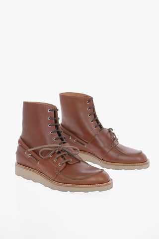 MM22 Stivaletto in Pelle con Doppia Allacciatura