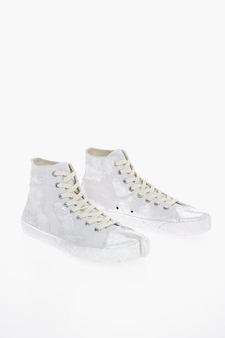 MM22 Silver Laminated TABI High-Top Sneakers