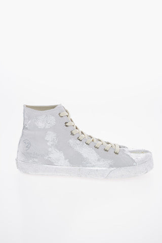 MM22 Silver Laminated TABI High-Top Sneakers