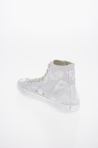 MM22 Silver Laminated TABI High-Top Sneakers