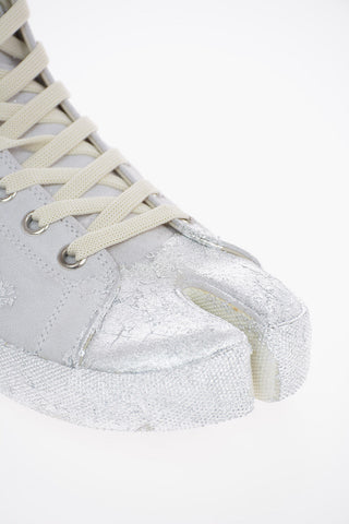 MM22 Silver Laminated TABI High-Top Sneakers