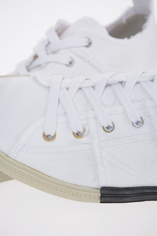 MM22 Printed Details and Destroyed Edges Canvas Sneakers