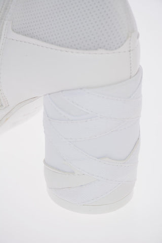 MM6 10cm Embossed Logo Leather Ankle Boots Featuring Neoprene Inserts