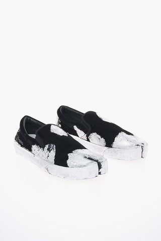 MM22 Suede Leather TABI Slip On Sneakers with Metal Details