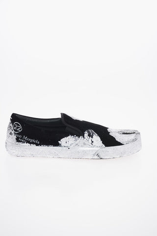 MM22 Suede Leather TABI Slip On Sneakers with Metal Details