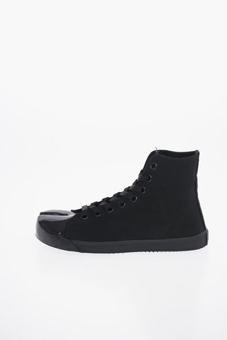 MM22 Canvas TABI High-Top Sneakers with Leather Details