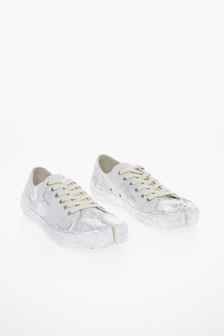 MM22 Silver Foil Suede Vandal TABI Low-Top Sneakers