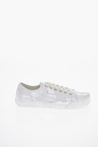 MM22 Silver Foil Suede Vandal TABI Low-Top Sneakers