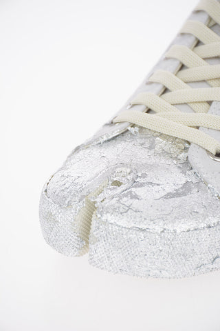 MM22 Silver Foil Suede Vandal TABI Low-Top Sneakers