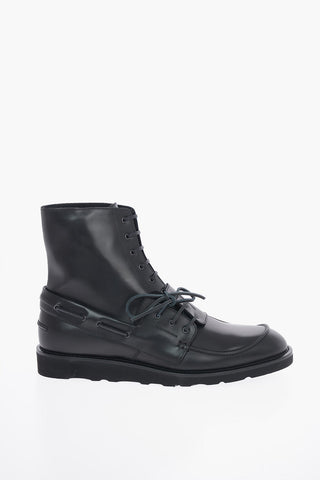 MM22 Leather Asymmetrical Double Laces Ankle Boots