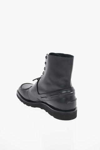 MM22 Leather Asymmetrical Double Laces Ankle Boots