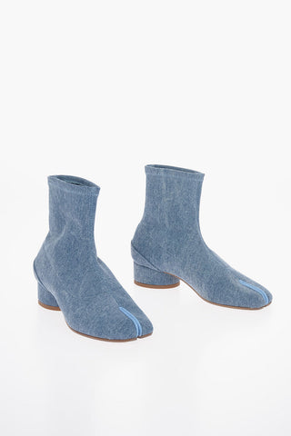 MM22 Denim Low Heel TABI Ankle Boots