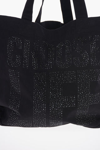 Cotton CHOOSE LIFE Shopper Bag with Jewel Written