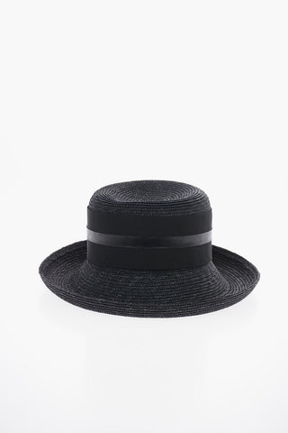 Embroidered Straw Fedora Cap
