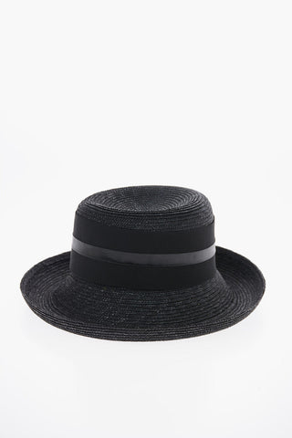 Embroidered Straw Fedora Cap