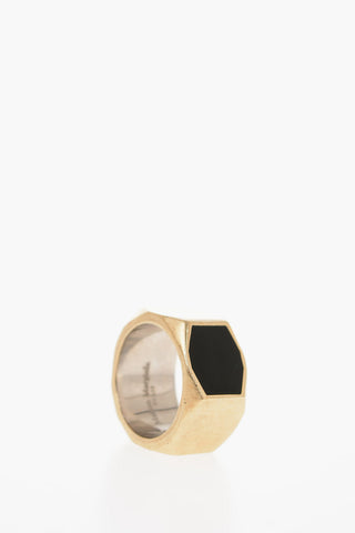 MM11 silver Hexagonal Geometric Band Ring