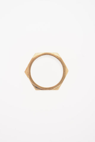 MM11 silver Hexagonal Geometric Band Ring