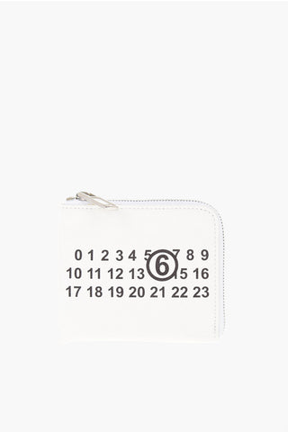MM6 TEXTURED PEBBLE GRAIN LEATHER HALF ZIP WALLET