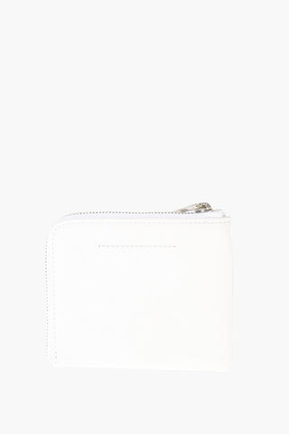 MM6 TEXTURED PEBBLE GRAIN LEATHER HALF ZIP WALLET