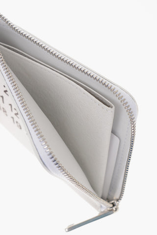 MM6 TEXTURED PEBBLE GRAIN LEATHER HALF ZIP WALLET