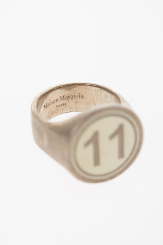 MM11 Silver Enameled logo signet ring