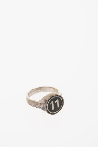 MM11 Enameled Logo Silver Signet Ring