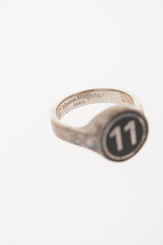 MM11 Enameled Logo Silver Signet Ring