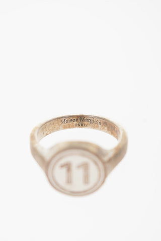 MM11 Silver Enameled logo signet ring