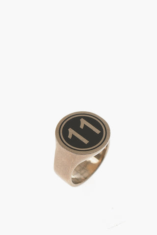 MM11 Enameled Logo Silver Signet Ring